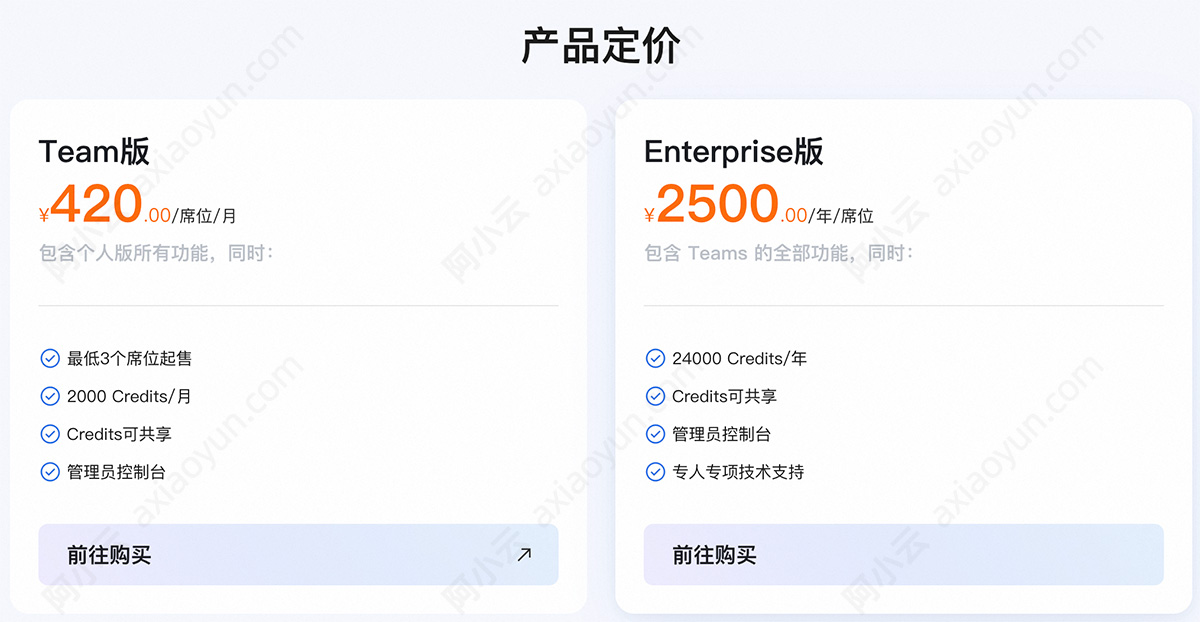 阿里云骡子快跑MuleRun收费价格Team版和Enterprise版