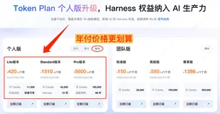 阿里云Token Plan个人版买一年更划算，Lite年付420元1年、Standard年付1510元、Pro年付5600元一年