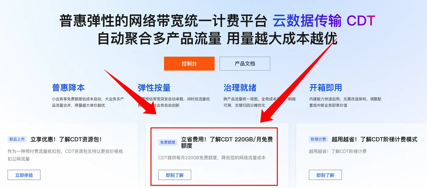 阿里云云数据传输CDT官网