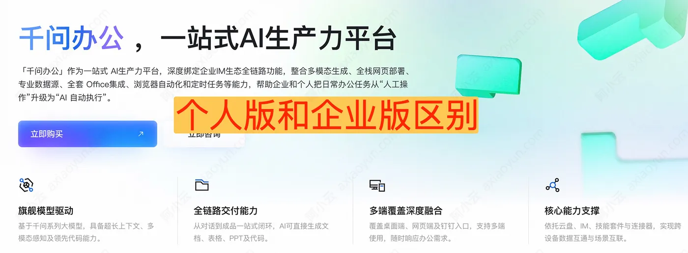 阿里千问办公 QwenWork 个人版和企业版区别对比.jpg