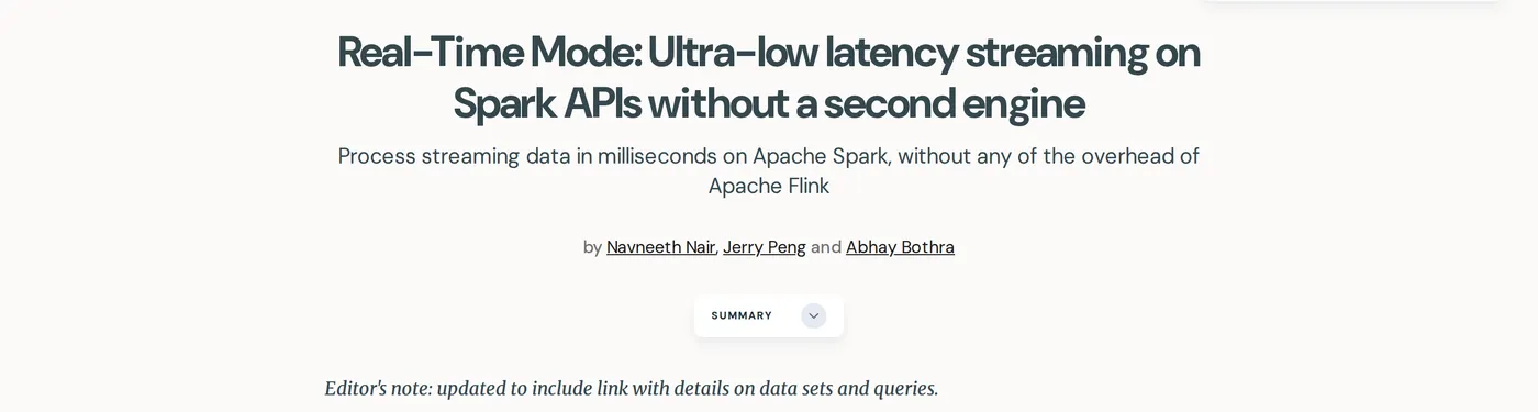 Databricks 测评博客，副标题直接点名 without the overhead of Apache Flink