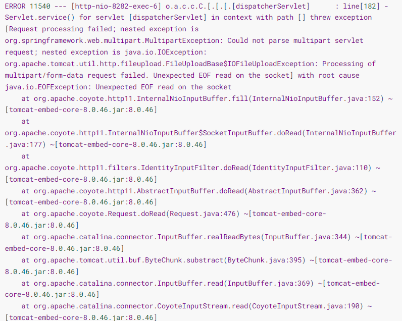 线上临时文件夹报错Failed to parse multipart servlet request; nested exception is java.lang.RuntimeException: java.nio.file.NoSuchFileException