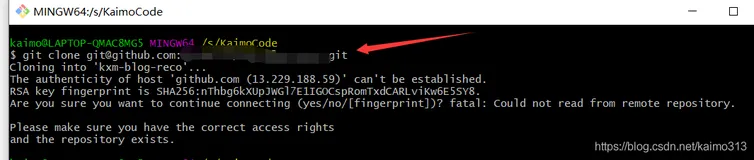 git提示：The authenticity of host ‘github.com (13.229.188.59)‘ can‘t be established.