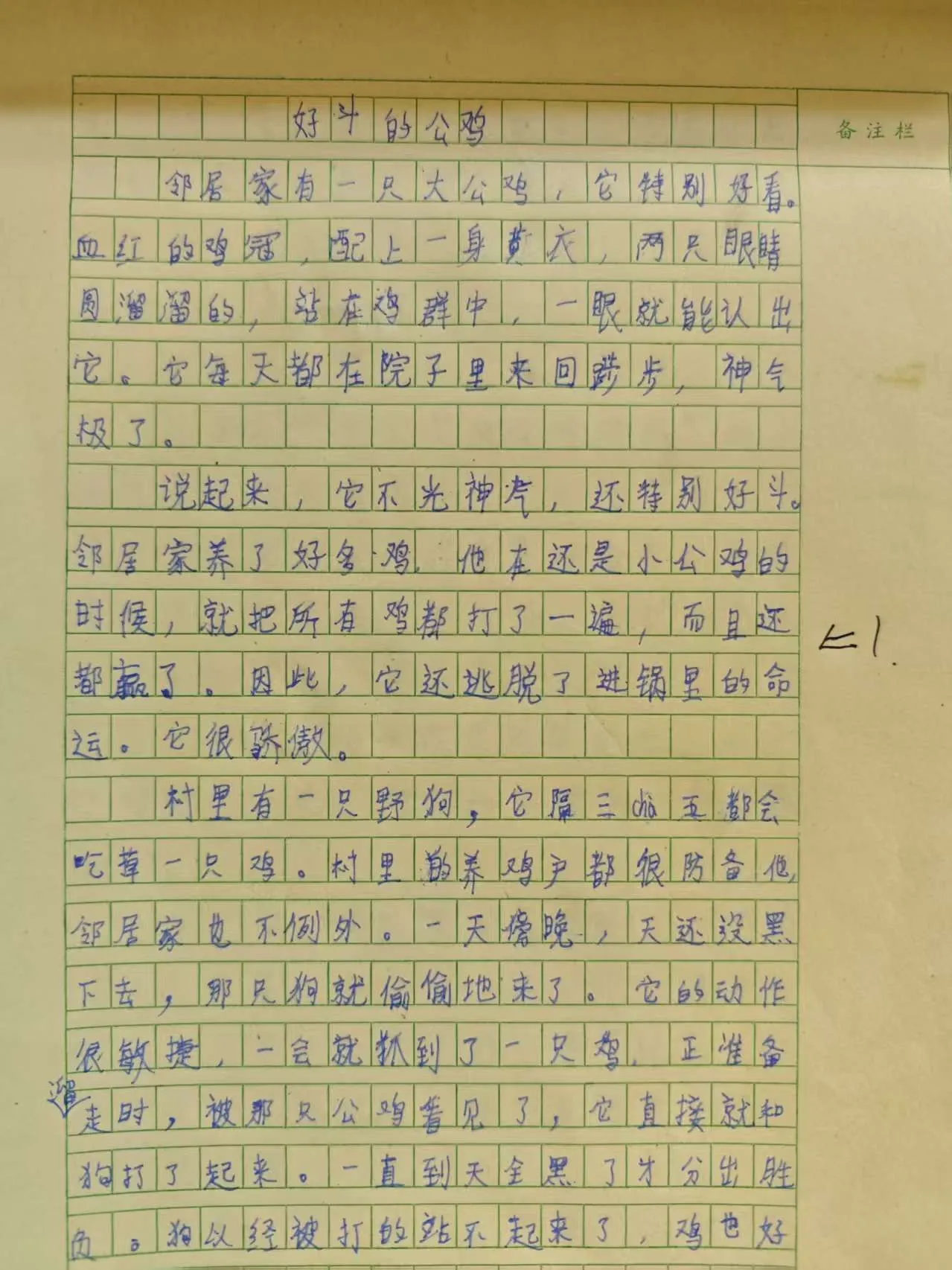 女儿的作文原稿第一页