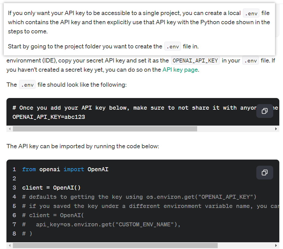 记录openai官网关于Setup your API key for a single project(为单个项目设置API 可以)的错误（2023/11/24）