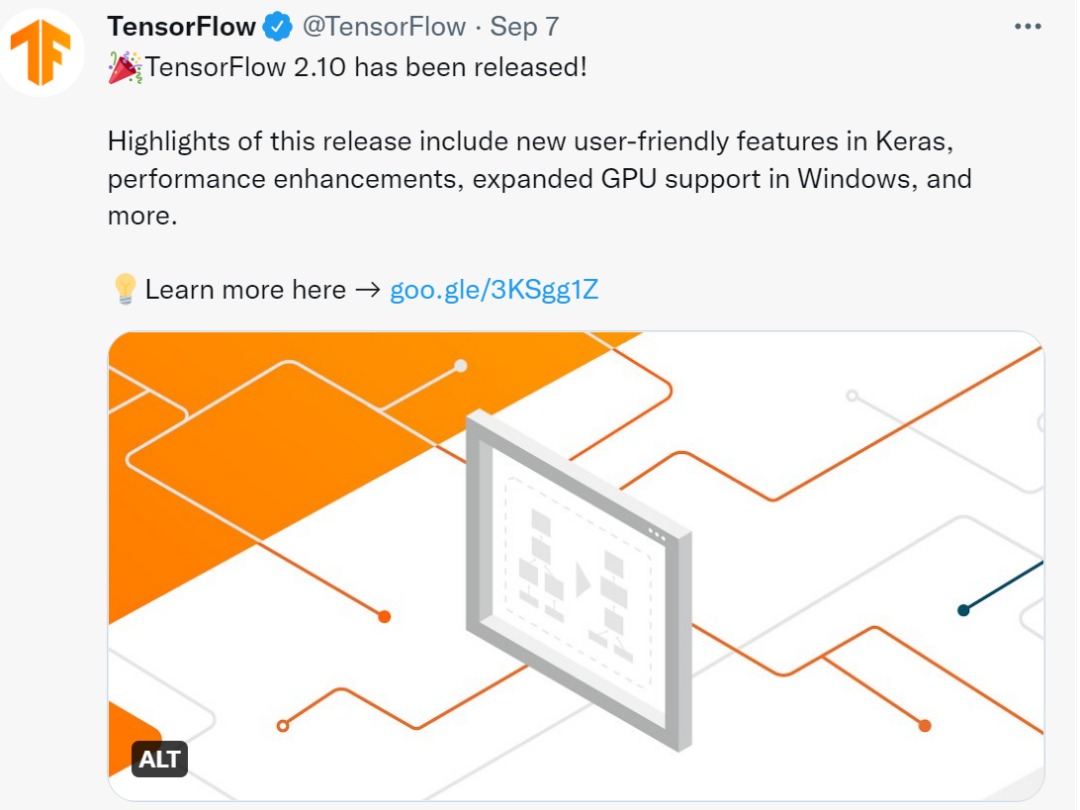 TensorFlow 2.10上线：Windows上扩展GPU支持，TF-DF 1.0发布