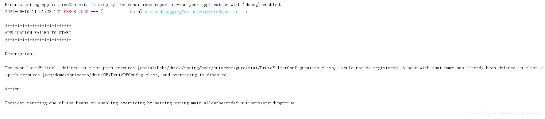 A bean with that name has already been defined in class path resource ...