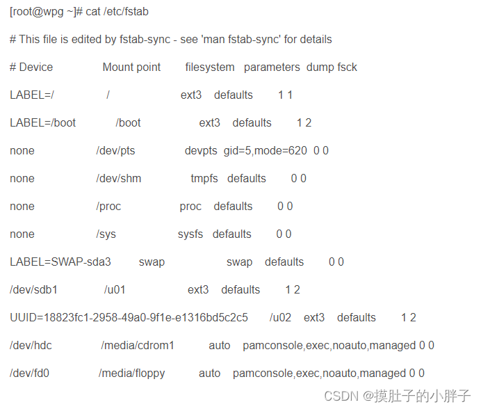 Linux文件：/etc/fstab