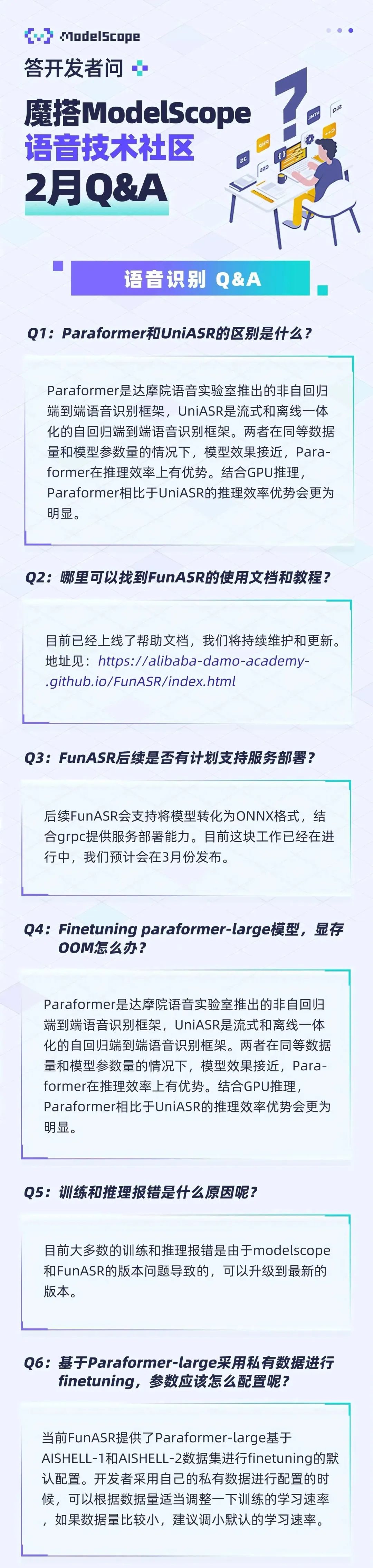 【答开发者问】魔搭ModelScope语音技术社区2月QA集锦