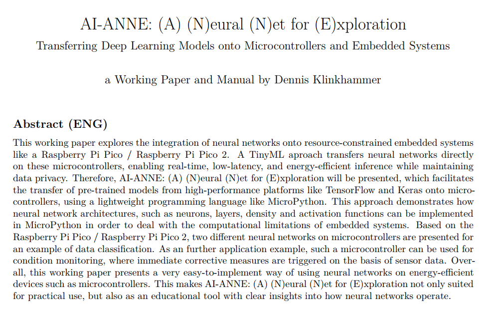 AI-ANNE: 将神经网络迁移到微控制器的深度探索——论文阅读