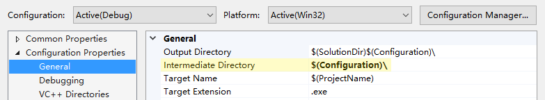 Intermediate Directory 设置