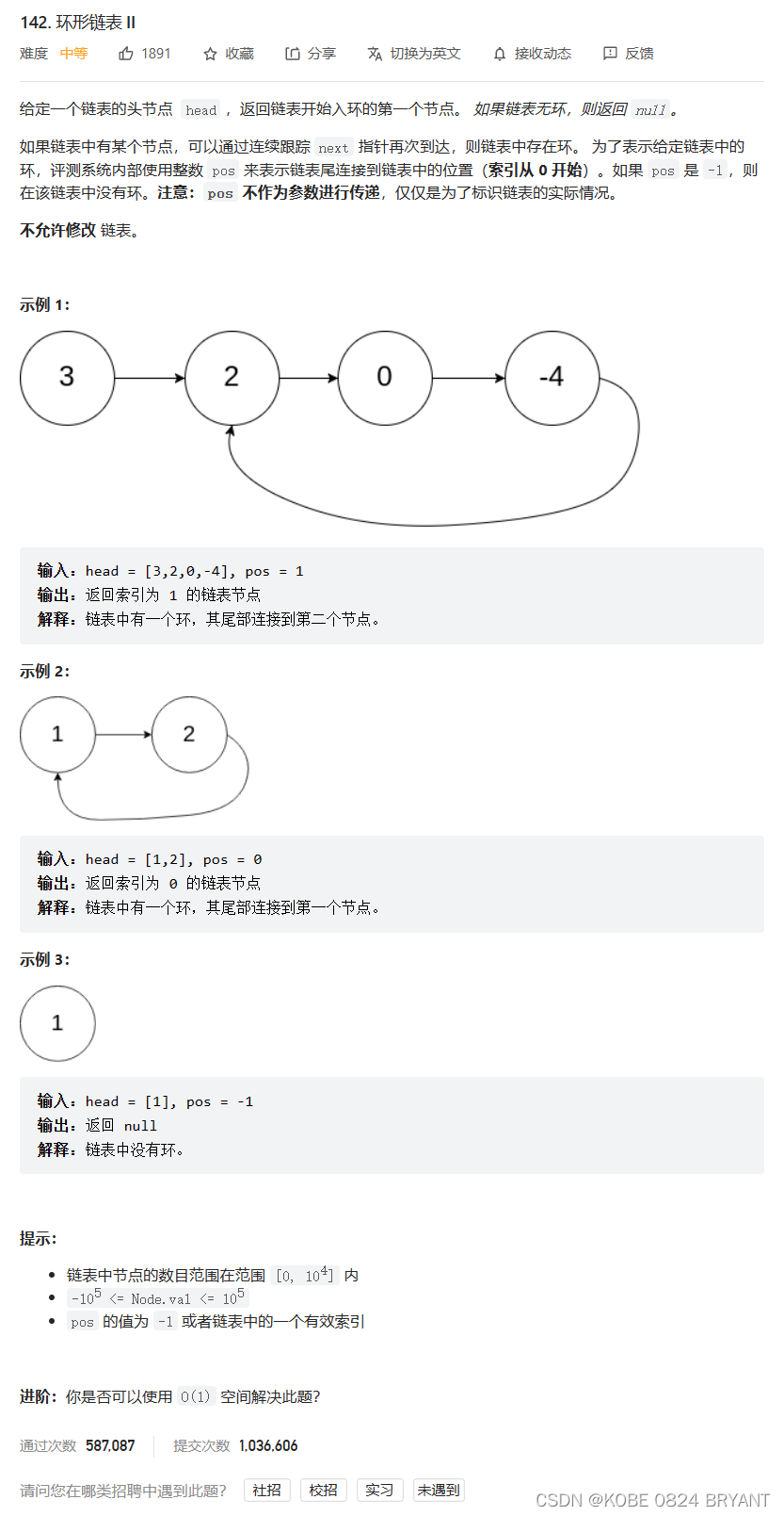 力扣——环形链表