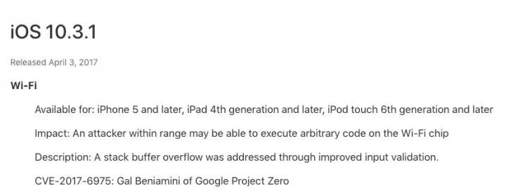 快升级 iOS 10.3.1，修补了致命WiFi安全漏洞！