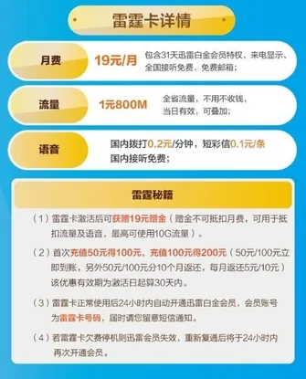 迅雷广东电信联名电话卡,30元24G敞开玩