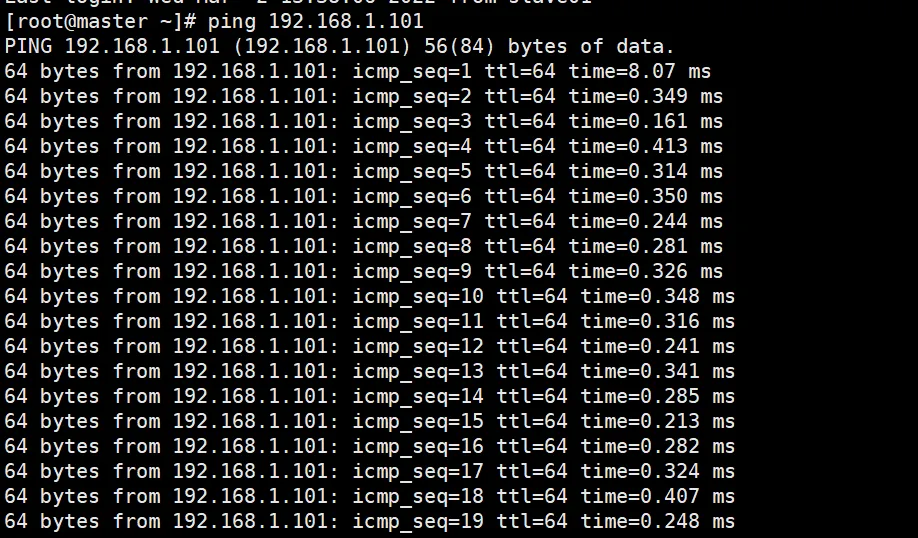 ping slave01