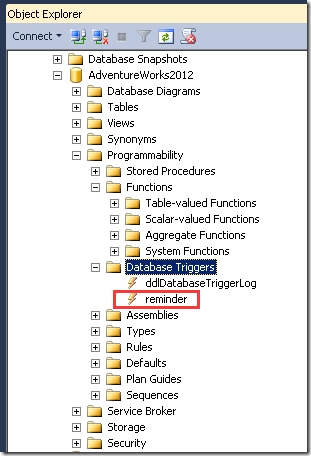 SQL Server DDL 触发器（Trigger）-- 创建数据库级别的DDL触发器