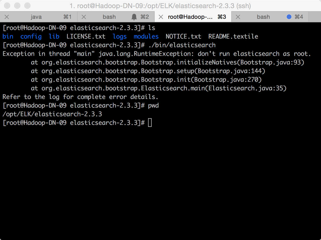 解决linux下root运行Elasticsearch异常