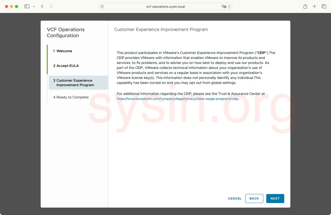 VCF-Operations-SYSIN
