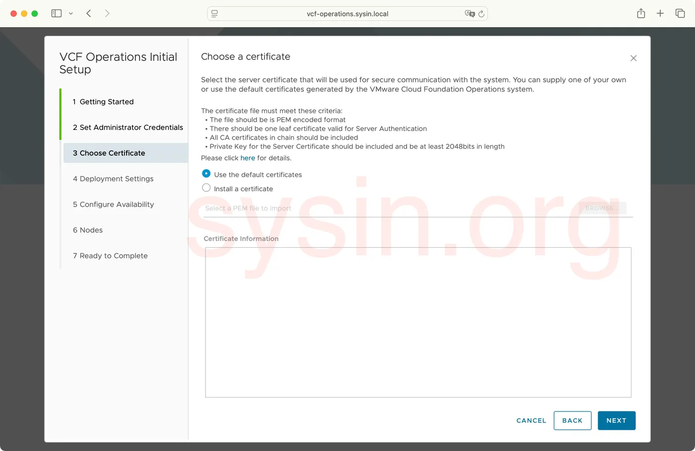 VCF-Operations-SYSIN