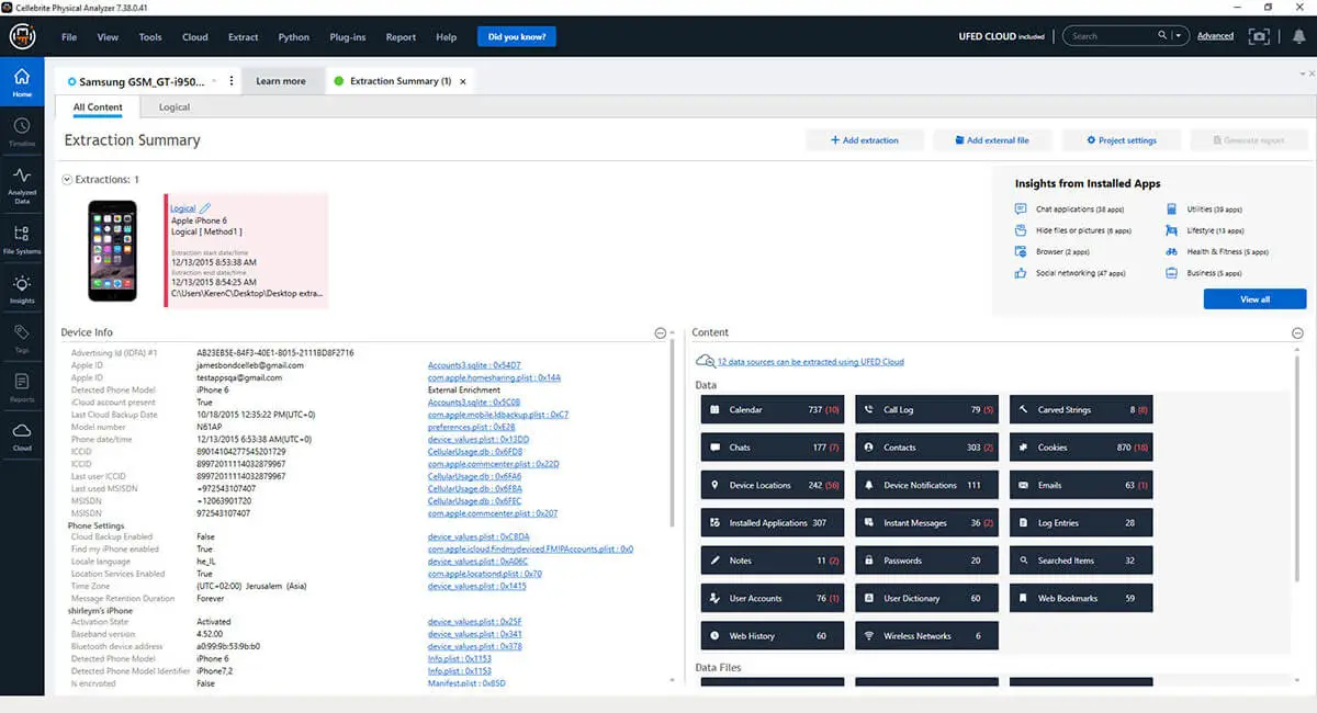 Cellebrite Physical Analyzer native format