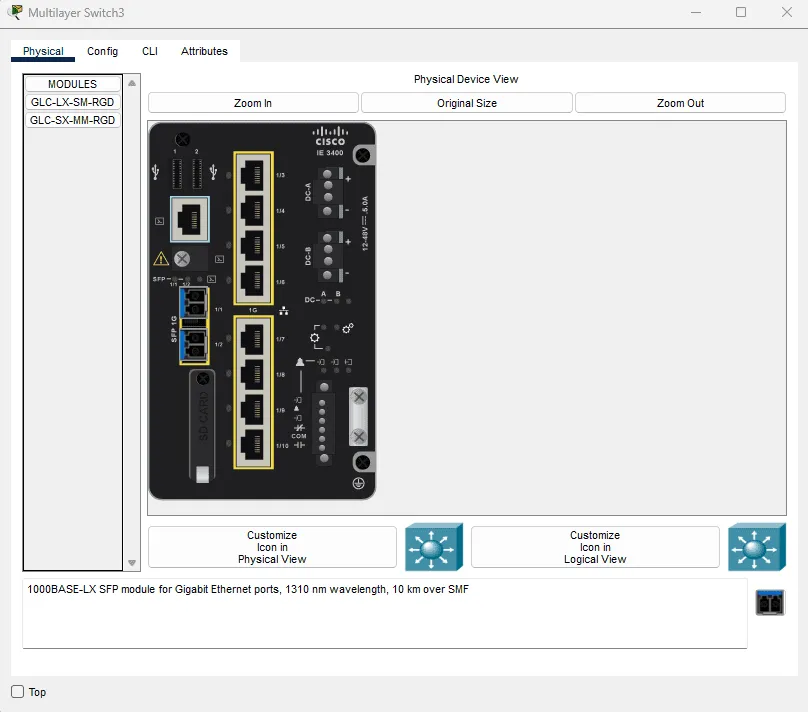 Packet Tracer 9.0 Catalyst IE-3400 industrial switch