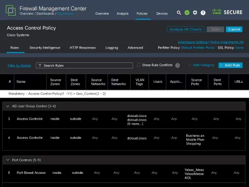Firewall Management Center sysin