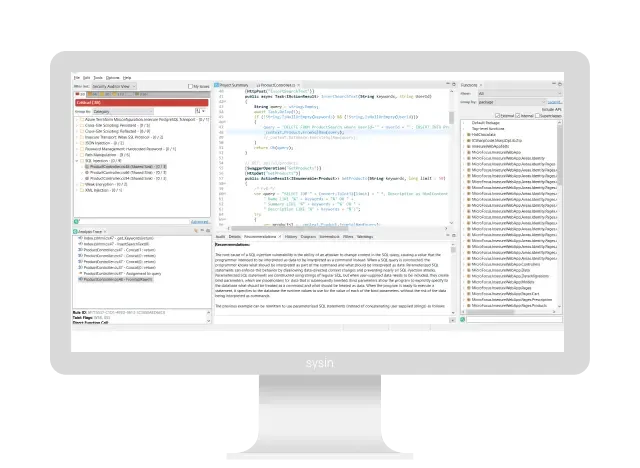 OpenText Static Application Security Testing platform dashboard on a computer