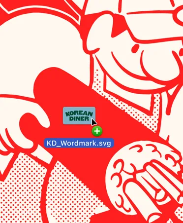 Korean Diner 的卡通风格红色插画。