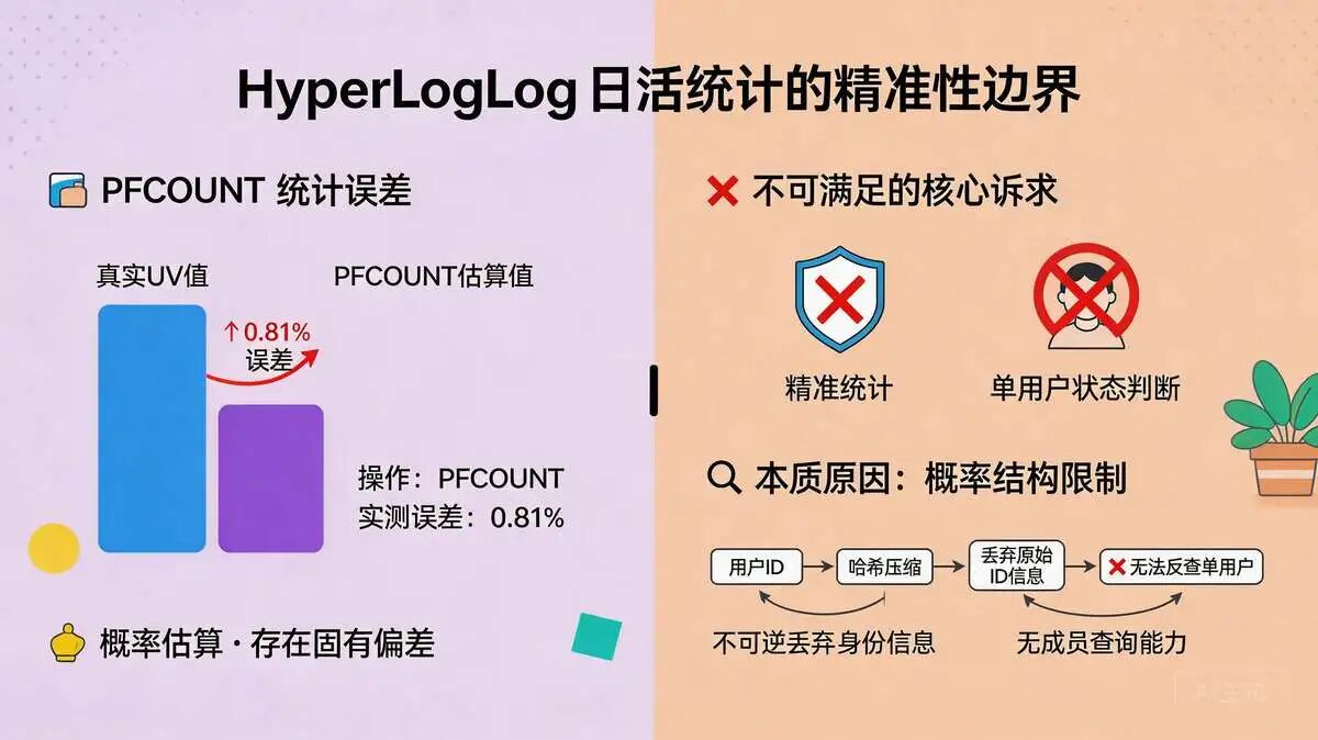 **HyperLogLog 统计日活的缺陷**: