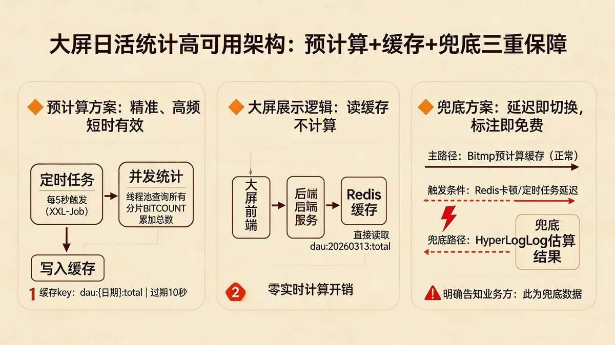 大屏日活统计: Bitmap 预计算 + 缓存+ 兜底方案