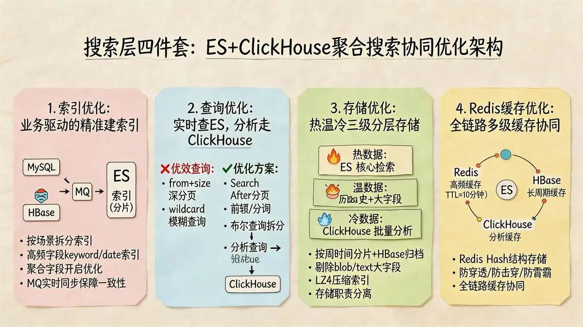 3.5 搜索层四件套：索引优化 + 查询优化 + 存储优化 + Redis缓存优化，提升聚合搜索效率