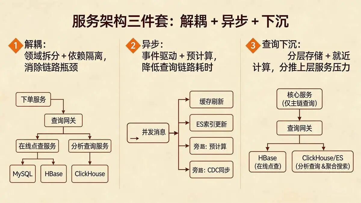 3.2 服务架构三件套：解耦 + 异步 + 下沉，缩短查询路径、释放服务潜力