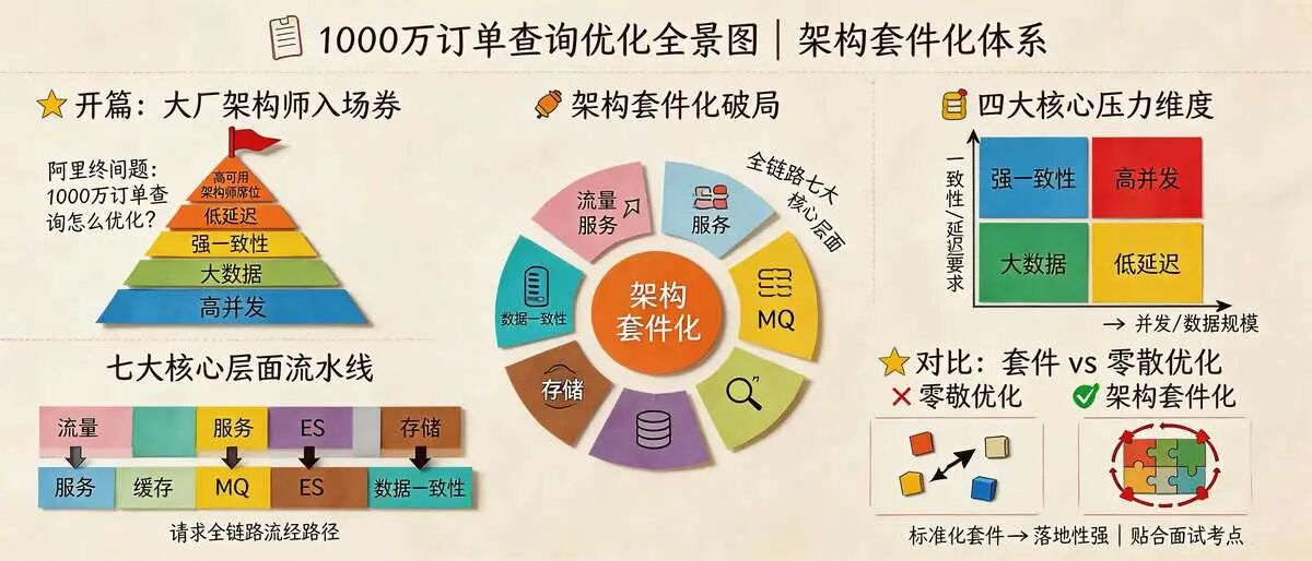 每天1000万订单查询优化——阿里面试实战全解析（架构三件套/四件套体系版）