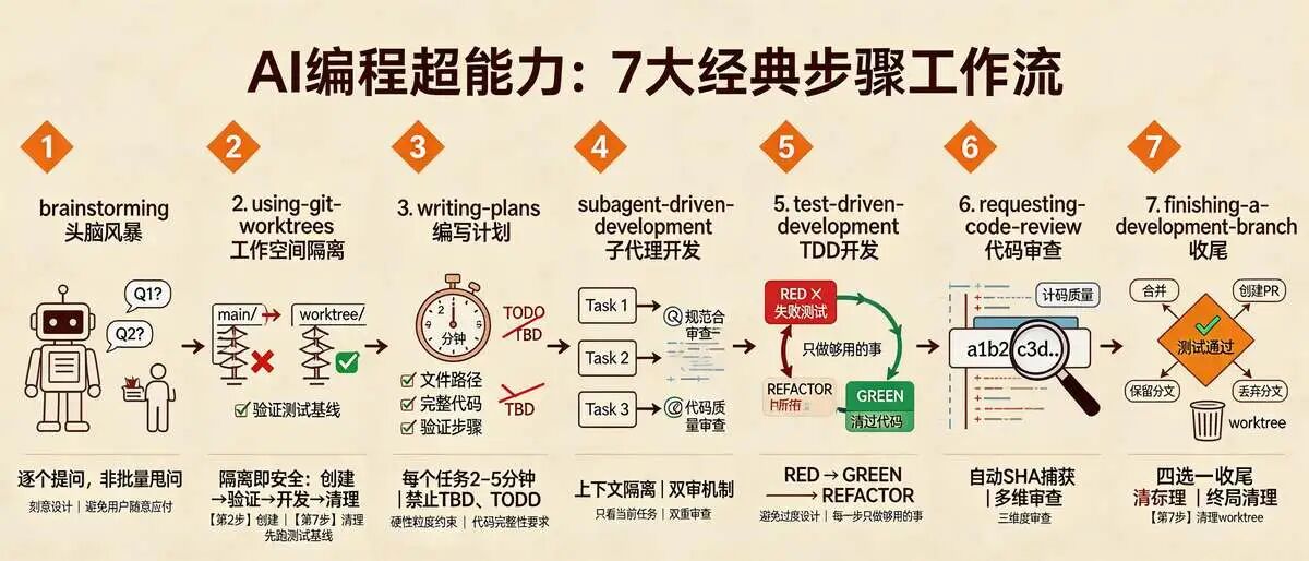 详解：AI 编程Superpowers 的 7 大经典步骤