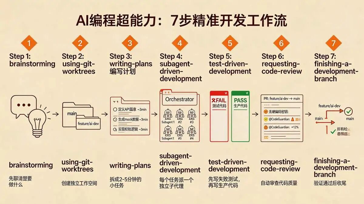 AI 编程Superpowers   的    7 大经典步骤