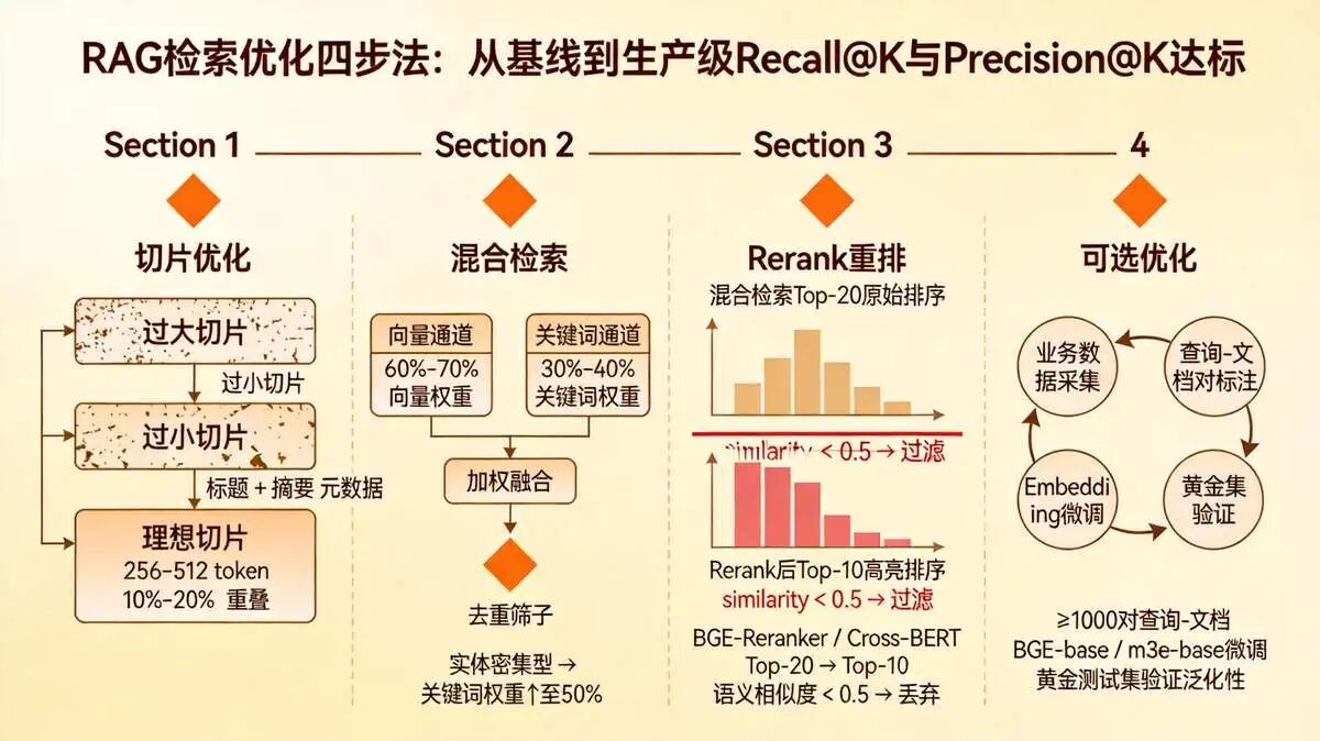 6.2、落地优化:从基线到达标,4步搞定Recall@K与Precision@K(实操无门槛)