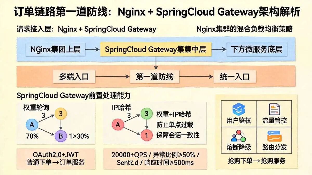 1.1 请求接入层:Nginx + SpringCloud Gateway