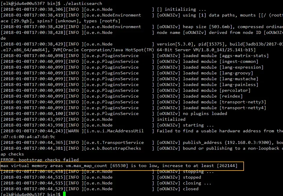 vm.max_map_count is too low