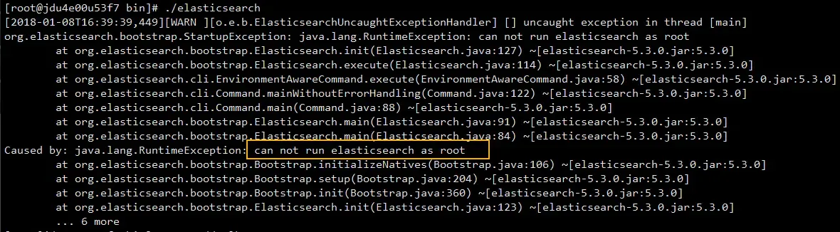 can not run elasticsearch as root