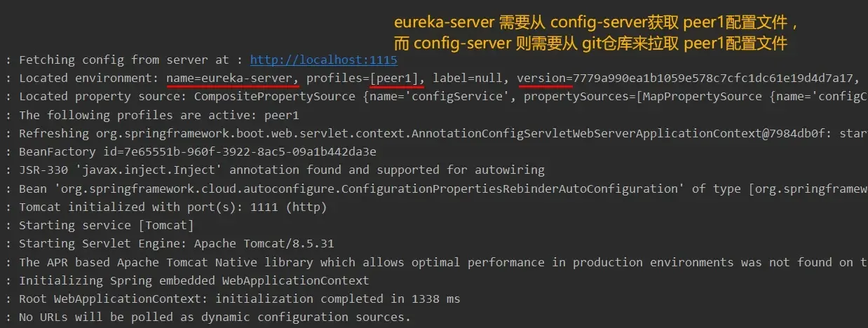 用 peer1配置文件来启动第一个eureka server