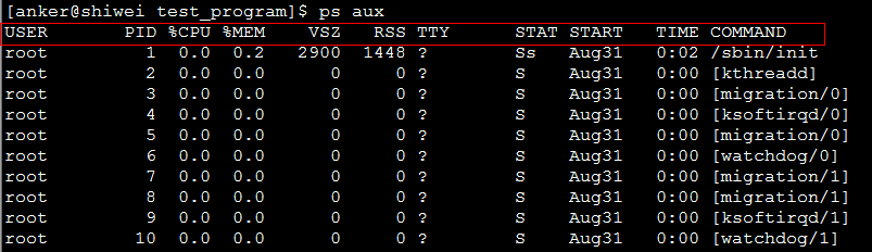 linux命令学习——ps