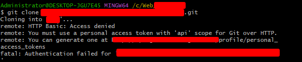 解决 `remote: You must use a personal access token with 'api' scope for Git over HTTP.`