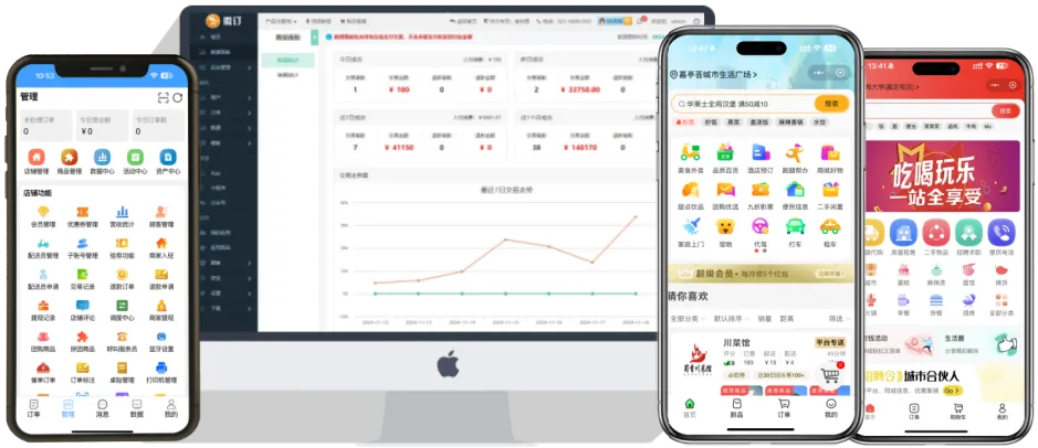 微订同城平台统计后台与移动页面组合。