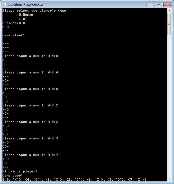 python 井字棋(Tic Tac Toe)