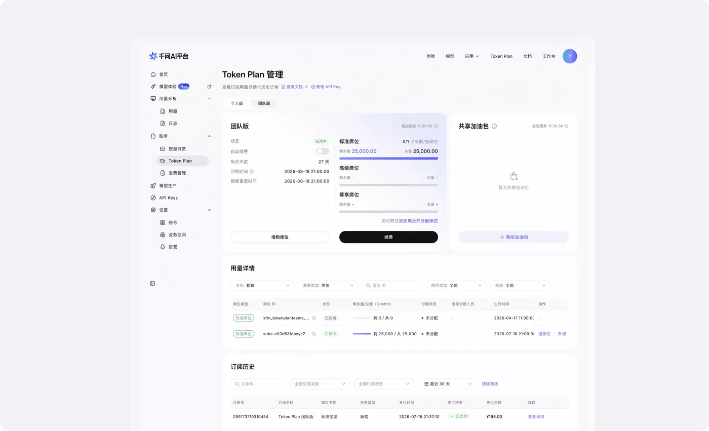 token plan 管理能力