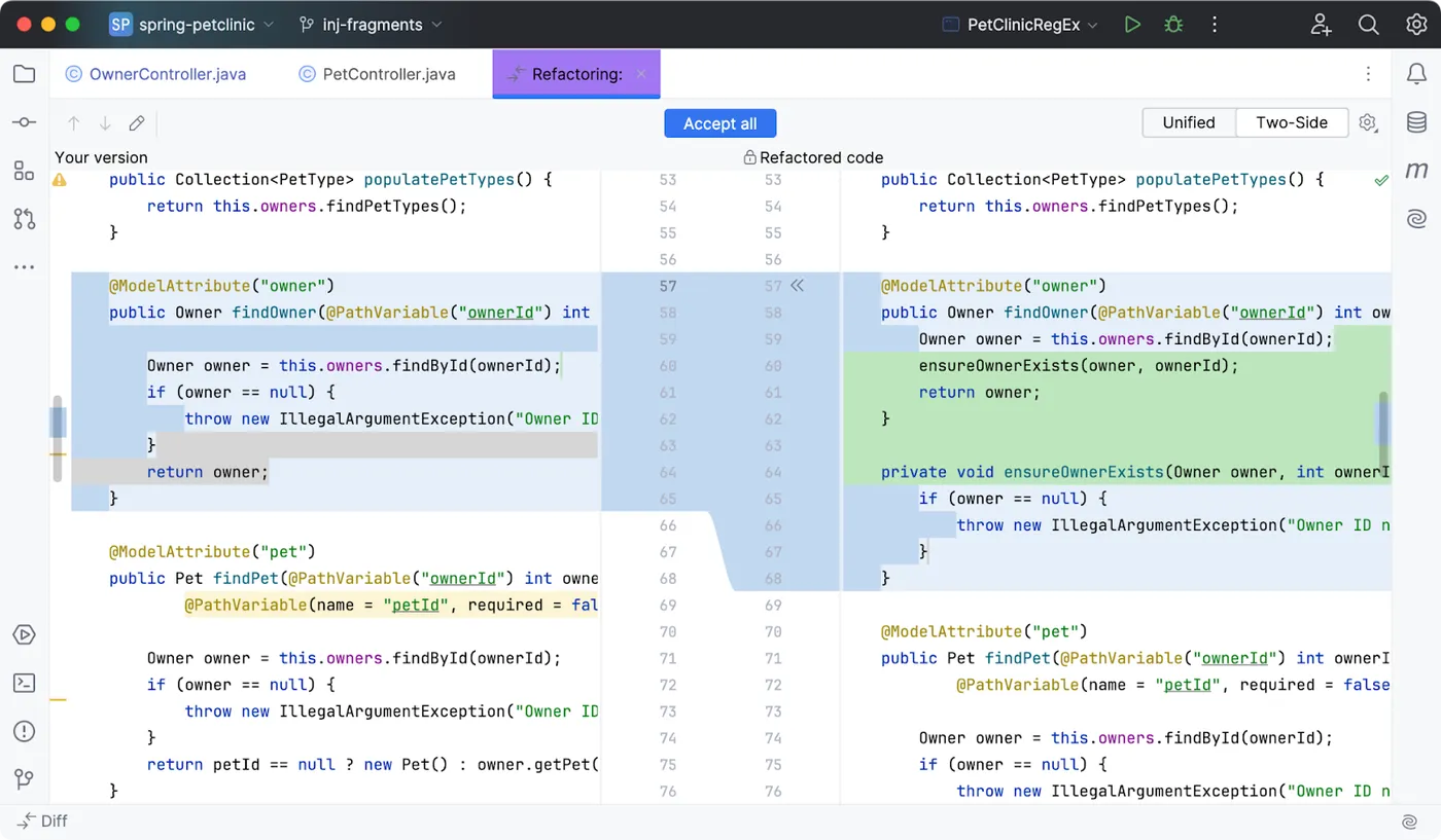 PyCharm AI 重构建议