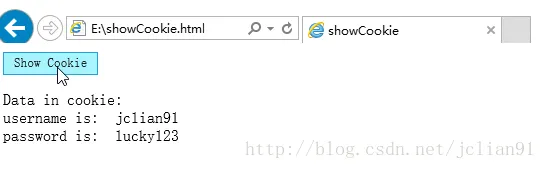 本地 IE浏览器showCookie.html