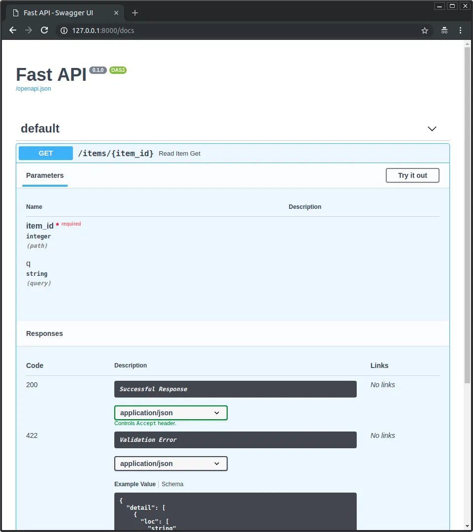 Fast API Swagger UI