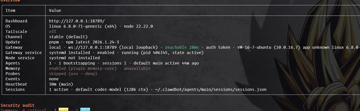 Openclaw (原 Clawdbot) 服务状态检查 - AI 助手运行中