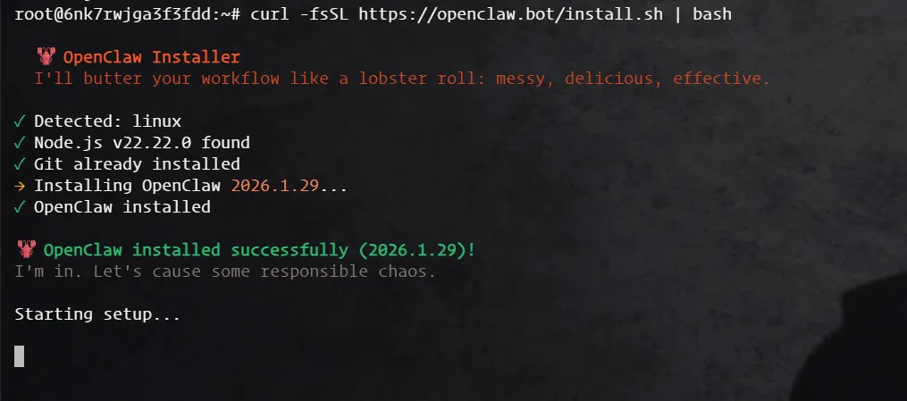 Openclaw (原 Clawdbot) 安装过程 - AI 助手部署初始化